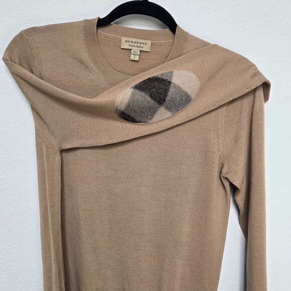 Burberry Sweaters - Women's Burberry Crewneck Sweater with Plaid Elbow Patches